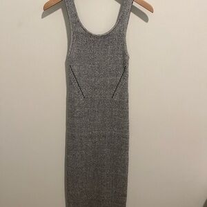 American Eagle Outfitters Gray Ribbed Tank Midi Dress
